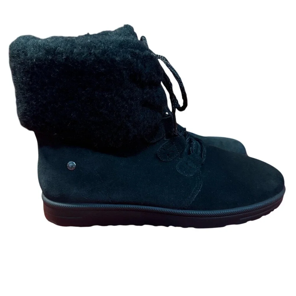 ABEO Imelda Black Suede and Shearling Ankle Boots, Women's Size‎ 10, EUC